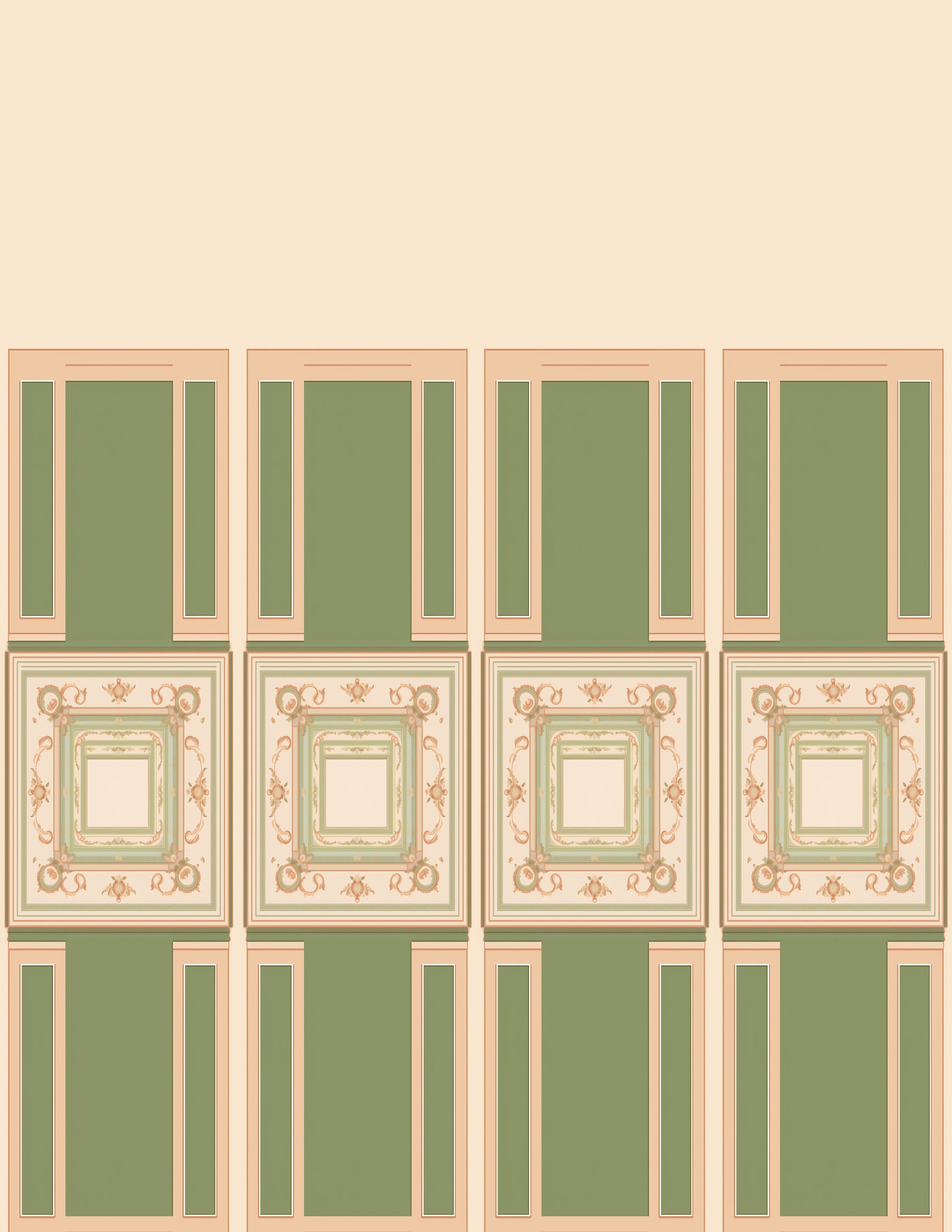 Printable Dollhouse Wallpaper, Four Regency Wallpaper Panels Green and ...