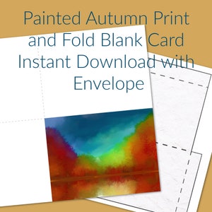 Painted Autumn Original Art DC Williams Downloadable Print and Fold Blank Card with Envelope Pattern