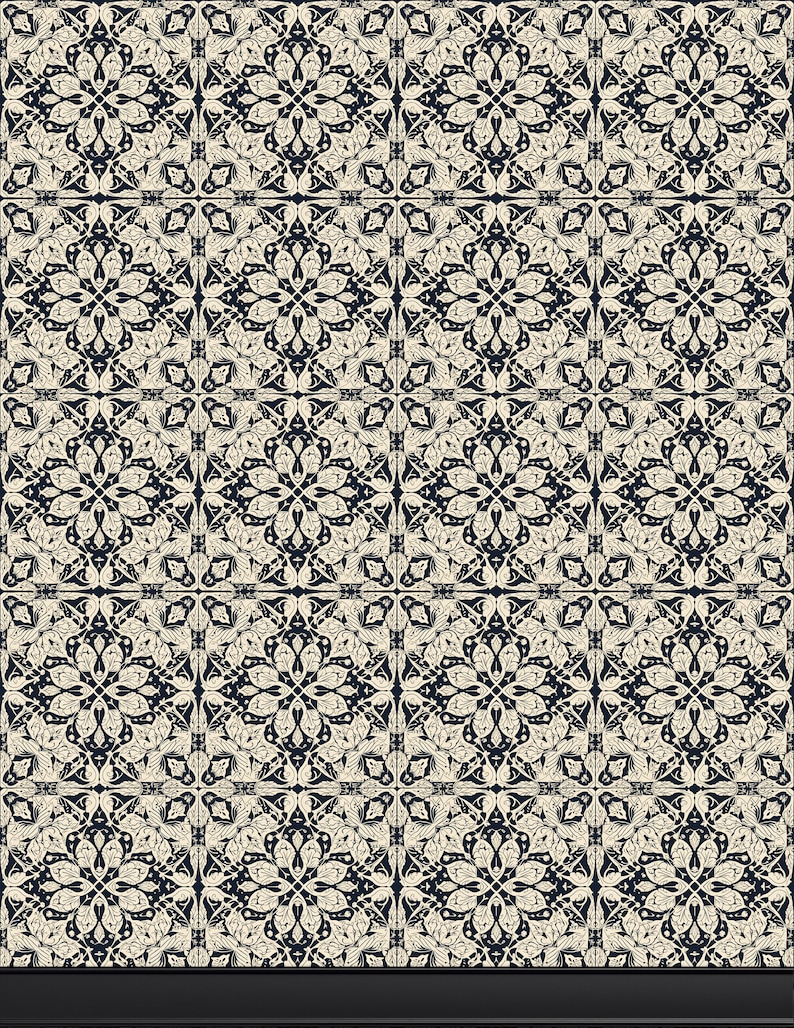 Printable Dollhouse Wallpaper, Black and Ivory Square Lace Victorian ...
