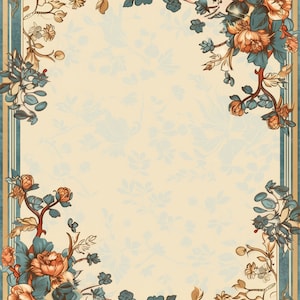 Vintage Flora Lined and Unlined Writing Papers--Instant Download--8 1/2 x 11