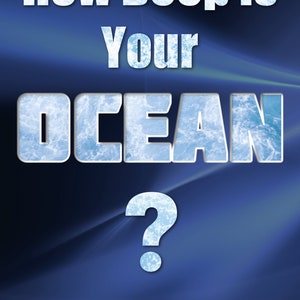 May include: A blue and white book cover with the text "How Deep is Your OCEAN?" and the author's name "Author Name".