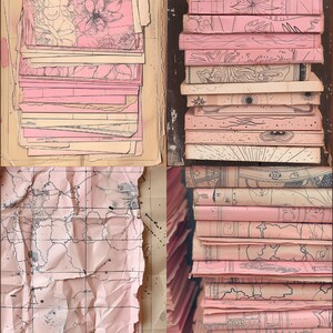 Rosa Papier Scrap Pack Fünf Blätter Scrapbooking/Bastelpapiere, 1/4 Blattgröße, 20 Designs Bild 5