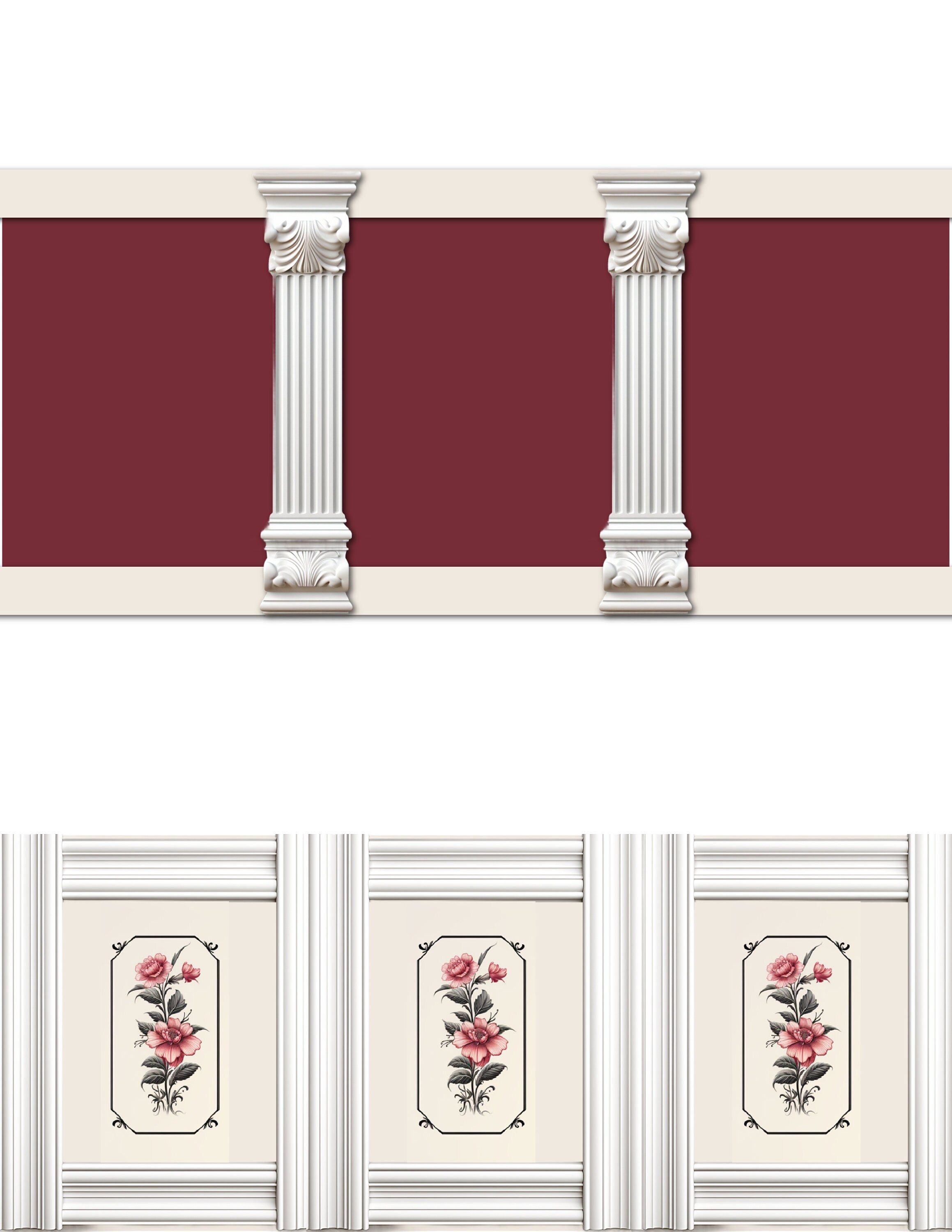 Printable Dollhouse Wallpaper, Sheets and Panels/moulding, Coral, off ...