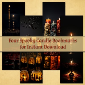 Four Spooky Candle Bookmarks for Instant Download--JPG Files