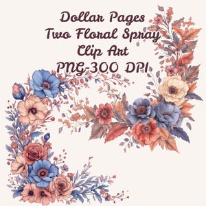 Deux sprays floraux--Clip Art en dollars--PNG--grand format--300dpi