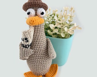 Crochet amigurumi goose - Stuffed animal goose - Handmade goose with a newspaper - Knitted goose interior of the kitchen - goose for sale
