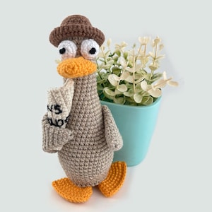 Crochet amigurumi goose - Stuffed animal goose - Handmade goose with a newspaper - Knitted goose interior of the kitchen - goose for sale