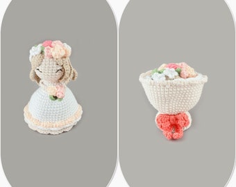 Reversible Flower Bouquet and Bride, Doll bride, Bouquet of flowers, Marriage proposal, Doll bouquet transformer, Сrochet doll for sale