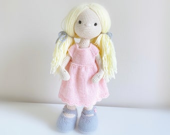 Handmade doll For Sale, Amigurumi Princess Doll, Blonde doll, Crochet Doll, Doll with removable clothes, Gift for girl, gift for mom