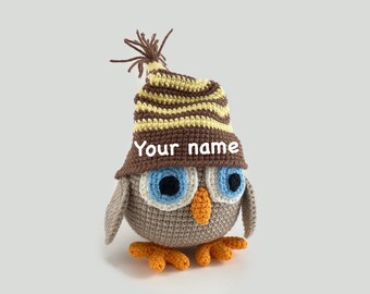 Personalized Crochet Owl for sale -  Plush Handmade Owl toy - Eco Friendly Toy - Nursery Cute Owl - Amigurumi Owl Toy - Crochet stuffed bird