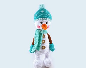 Crochet stuffed Snowman toy, Christmas snowman doll, Christmas gift, Christmas holiday decor, Plush snowman, Amigurumi snowman for sale