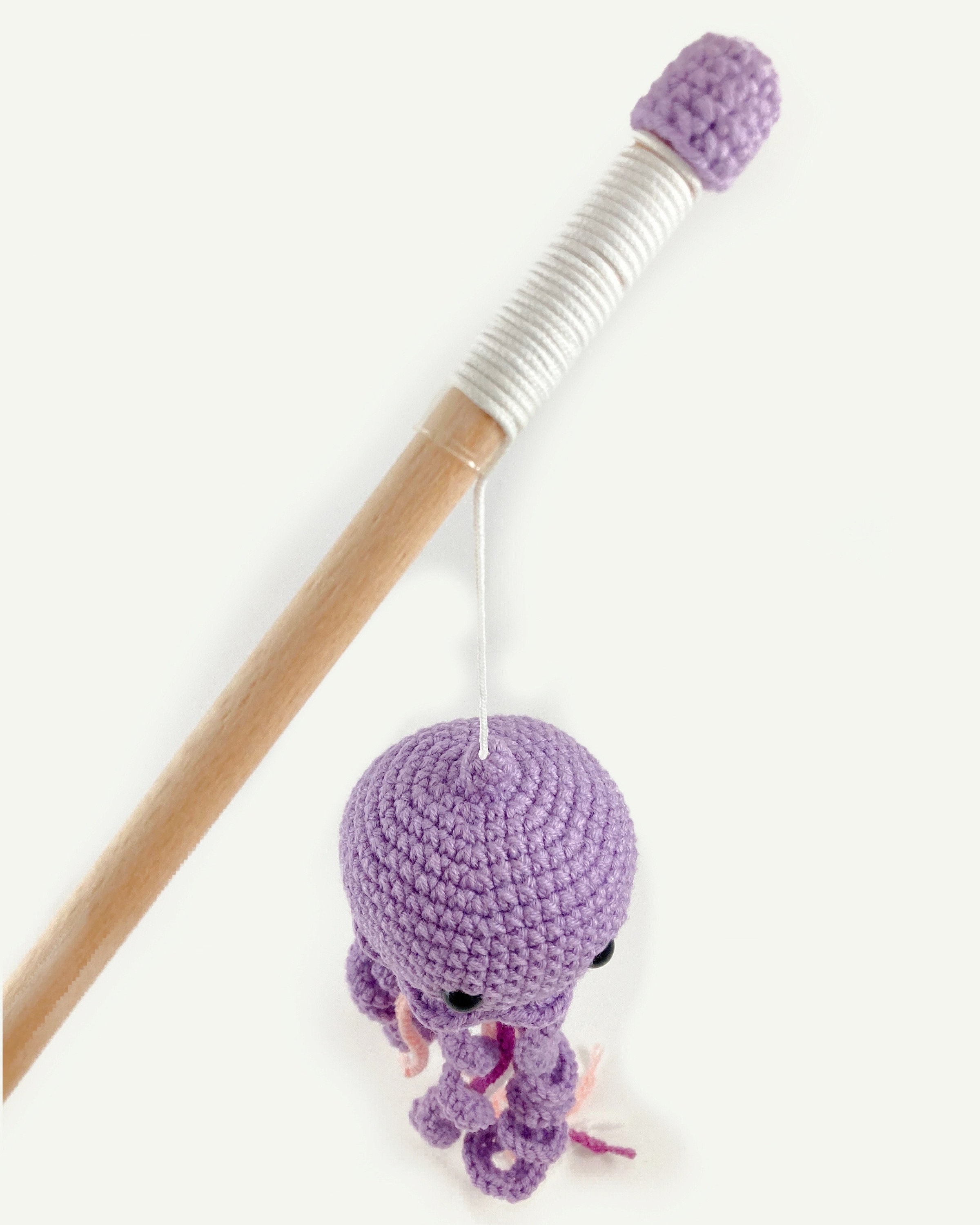 Personalized Fishing Pole for Cat, String Cat Toy, Crochet Gift for