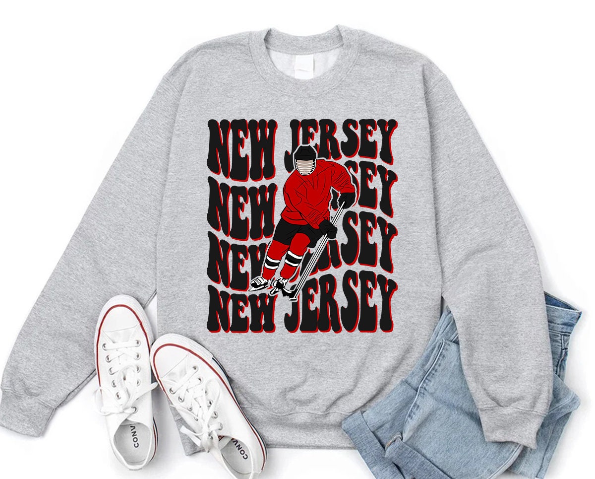 New Jersey Devils NJ Ice Hockey Vintage Crew Sweatshirt - Trends
