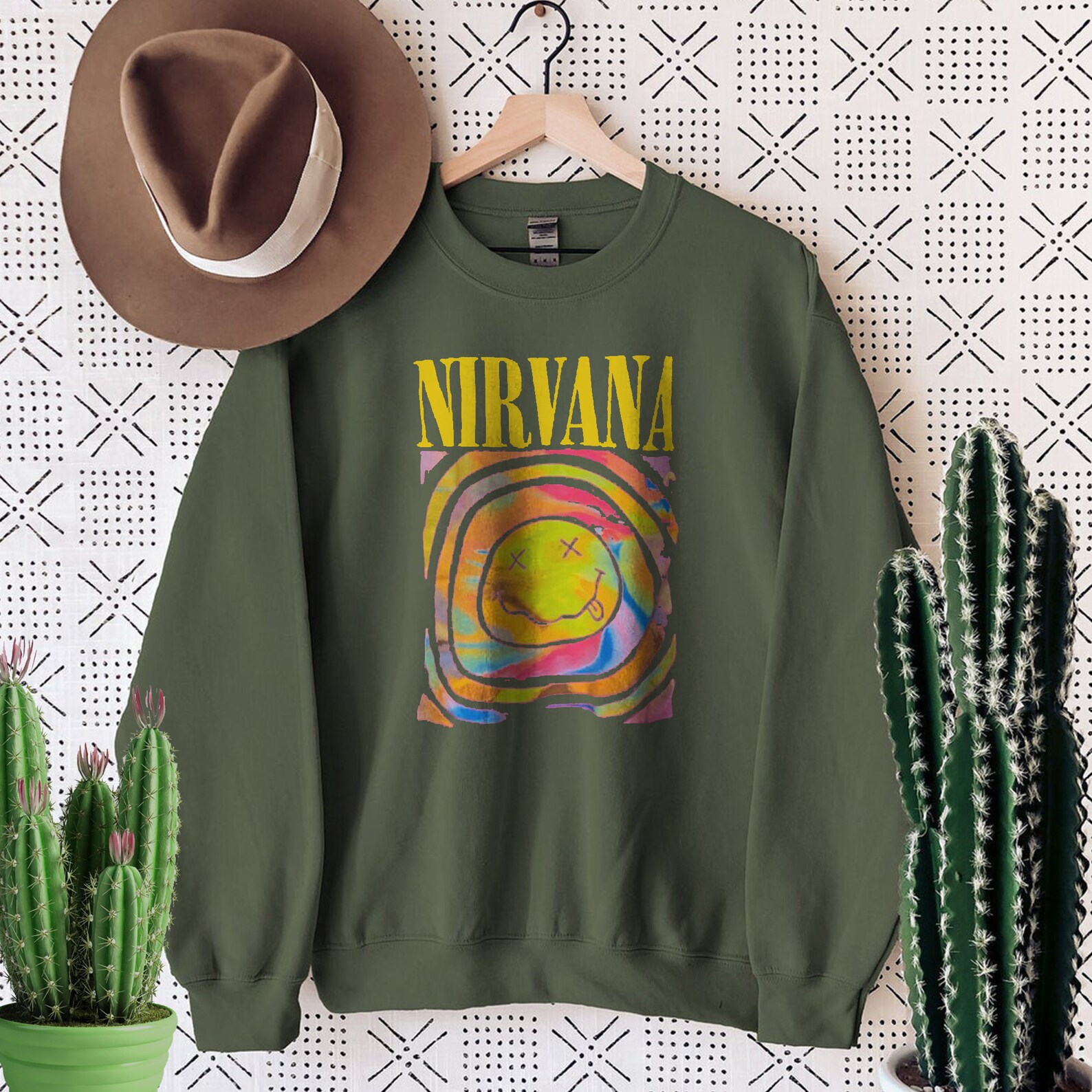 Nirvana Smile Overdyed Sweatshirt Gift Shirt | Etsy