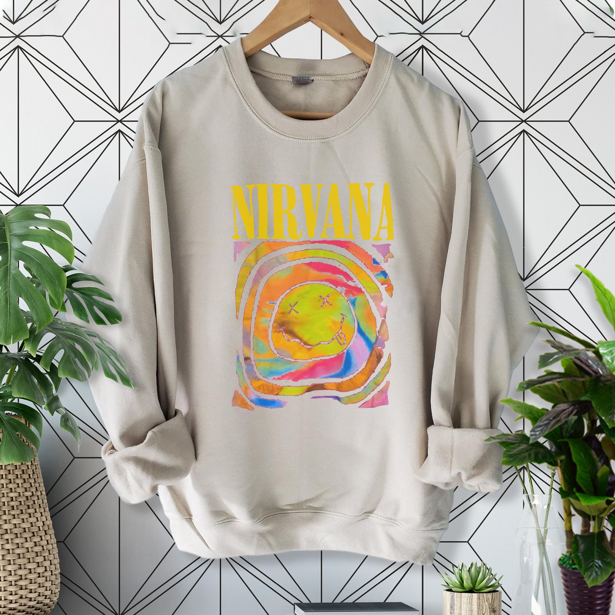 Nirvana Smile Overdyed Sweatshirt Gift Shirt Etsy