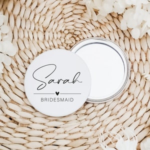 Personalised Pocket Mirror Gift, Bridesmaid, Maid of Honour, Bride, Hen Party, Bridesmaid Proposal, Bridal Shower, Don1 image 1