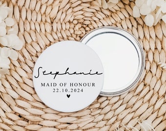 Personalised Bridesmaid Mirror | Pocket Mirror | Bridesmaid Proposal Gift Box Gift | Maid of Honour | Hen Party Favours | Wedding Role Gift