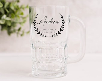 Personalised Best Man Beer Tankard Stein Glass, Grooms Party, Wedding Party