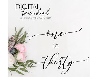 SVG Table Numbers Digital Download | DIY Wedding Table Numbers | Instant Download SVG