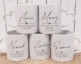 Mugs cadeaux de noce, Cadeaux de mariage personnalisés, Mug avec anse cœur, Cadeau pour proposition de demoiselle d'honneur, Demoiselle d'honneur, Don1