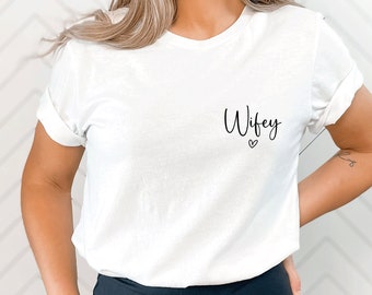 Wifey T-Shirt for Newlywed, Hen Party T-Shirts, Bridal Shower Tops, Wedding Gifts, New Mrs Top, Hen Do Bride Tribe GAL