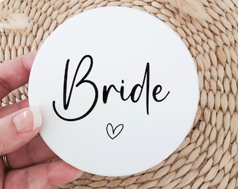 Bride Ceramic Coasters for Bridal Party, Bridesmaid Gifts, Wedding Shower Placename, Wedding Party Gifts GAL02
