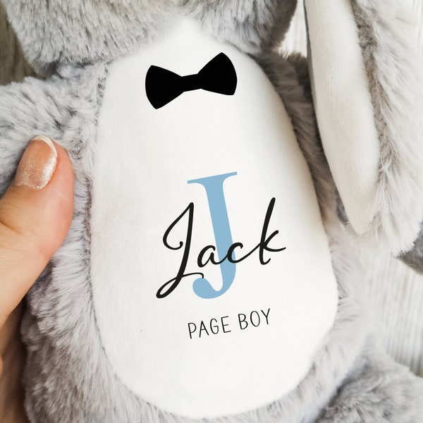 Page Boy Personalised Teddy Gift, Bowtie Initial, Custom Name Plush Teddy Soft Toy TED-Bowtie-01