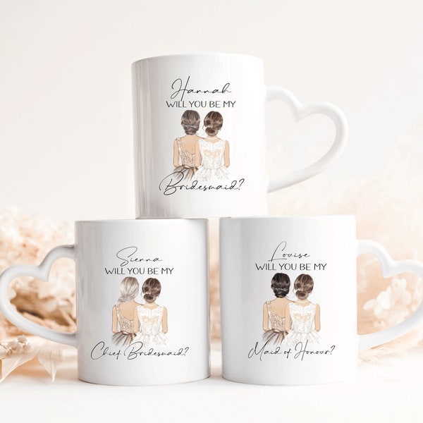 Will you be my Bridesmaid Mug, Bridesmaid Proposal Gift, Personalised Bridal Party Mug, Hen Party Gift, Wedding Thank You WI01-C