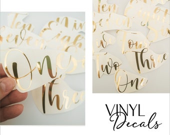 Vinyl Decal Stickers for Table Numbers | DIY Wedding Table Numbers | Wedding Stickers | Gold Silver Rose Gold White Black Decals WSS01