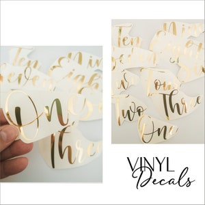 Vinyl Decal Stickers for Table Numbers | DIY Wedding Table Numbers | Wedding Stickers | Gold Silver Rose Gold White Black Decals WSS01