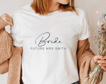 Future Mrs T-Shirt, Bride T-Shirt, Wife To Be T-Shirt, Engagement T-Shirts, Personalised Wedding Gifts, Wife Mrs Top, Future Mrs Name Tops