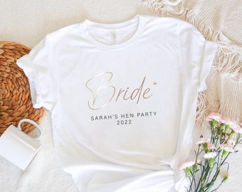 Personalised Hen Party T-Shirts, Bride T-Shirt, Personalised Wedding Gifts, Hen Do Bridal Shower Tops HP-01-b