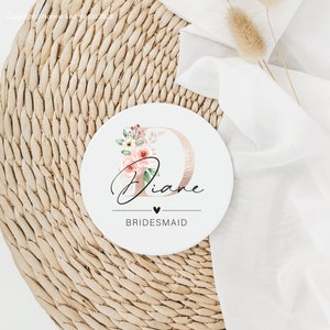 Floral Gold Personalised Coaster for Bridesmaids, Maid of Honour, Bridal Shower Gifts, Bridesmaids Proposal Ideas, Hen Party Gifts NM11