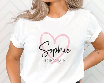 Heart Bride T-Shirt for Newlywed, Hen Party T-Shirts, Bridal Shower Tops, Wedding Gifts, Get Ready Bridesmaid Tops, Hen Do Bride Tribe PH1