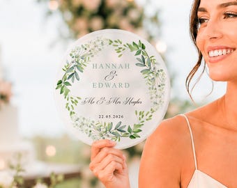 Personalised Wedding Fans for Guests | Foldable Fan Wedding Favour, Custom Wedding Fan, Outdoor Summer Wedding Accessory, Wedding Keepsake