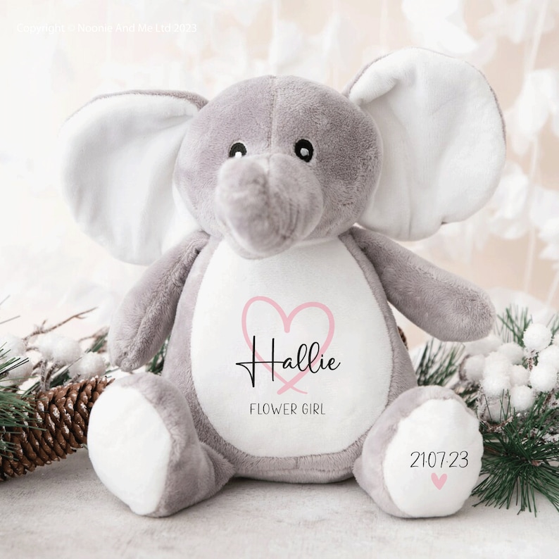 Pink Heart Flower Girl Bunny, Personalised Flower Girl Teddy, Gift for Flower Girl, Ring Bearer PH1 image 4