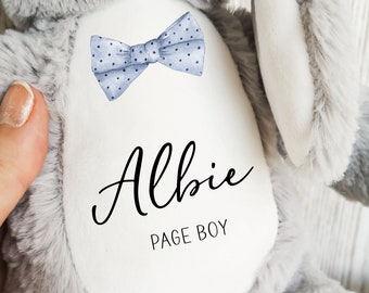 Page Boy Personalised Teddy Gift, Bowtie Initial, Custom Name Plush Teddy Soft Toy TED-Bowtie-02