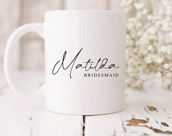 Personalised Ceramic Mug Gift, Bridesmaid, Maid of Honour, Bride, Hen Party, Bridesmaid Proposal, Bridal Shower Coffee Mug