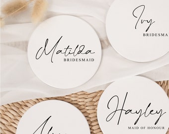 Personalised Ceramic Coaster, Bridesmaid, Maid of Honour, Bride, Hen Party, Bridesmaid Proposal, Bridal Shower Coffee Mat NMW02