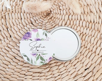 Personalised Pocket Mirror Gift Lavender, Bridesmaid, Maid of Honour, Bride, Hen Party, Bridesmaid Proposal, Bridal Shower, Purple Don1