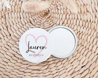 Personalised Pocket Mirror Gift, Bridesmaid, Maid of Honour, Bride, Hen Party, Bridesmaid Proposal, Bridal Shower, Compact Mirror PH1