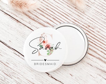 Personalised Gold Pocket Mirror Gift, Bridesmaid, Maid of Honour, Bride, Hen Party, Bridesmaid Proposal, Bridal Shower, Compact Mirror Don1