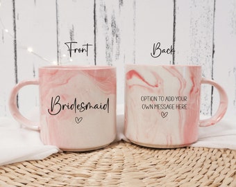 Wedding Party Gift Mugs, Bridesmaids Proposal Gift, Thank you gift for wedding guests, Pink Marble Mugs GAL