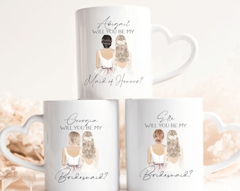 Will you be my Bridesmaid Mug, Bridesmaid Proposal Gift, Personalised Bridal Party Mug, Hen Party Gift, Wedding Thank You WI01-E