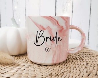 Wedding Party Gift Mugs, Bridesmaids Proposal Gift, Thank you gift for wedding guests, Pink Marble Mugs GAL