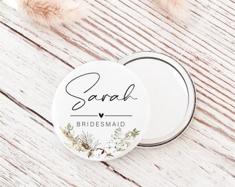 Personalised Cotton Pocket Mirror, Bridesmaid, Maid of Honour, Bride, Hen Party, Bridesmaid Proposal, Bridal Shower, Compact Mirror Don1