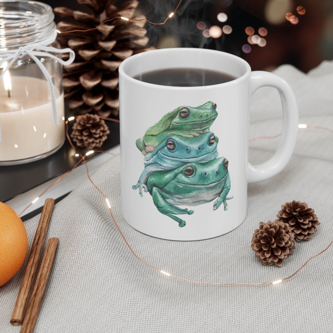 Frog Mug Cute Frogs Stack Coffee Mug Gift For Frog And Toad Etsy