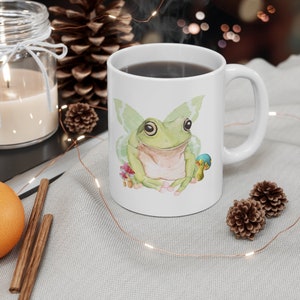 Frog Mug Cottagecore Frog Mushroom Mug Fairycore Frog Gift Ceramic Coffee Mug