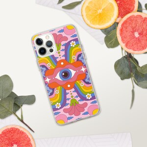 Retro 70er Hippie Groovy Psychedelic Evil Eye Handyhülle Trendy Groovy Flower Bunt Y2K iPhone 7/8 X/XS 11 12 Pro Max
