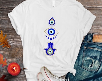 Evil Eye Curse Protection Shirt All Seeing Eye Hamsa Hand Spiritual Shirt Aesthetic Mystical Shirt Yoga Meditation Shirt